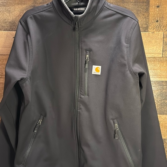 Carhartt Men’s Black Zip Up Rain Defender Jacket W/ Front Zipper Pockets - Picture 4 of 10